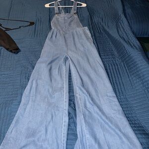 Casual Light Blue Denim Jumpsuit